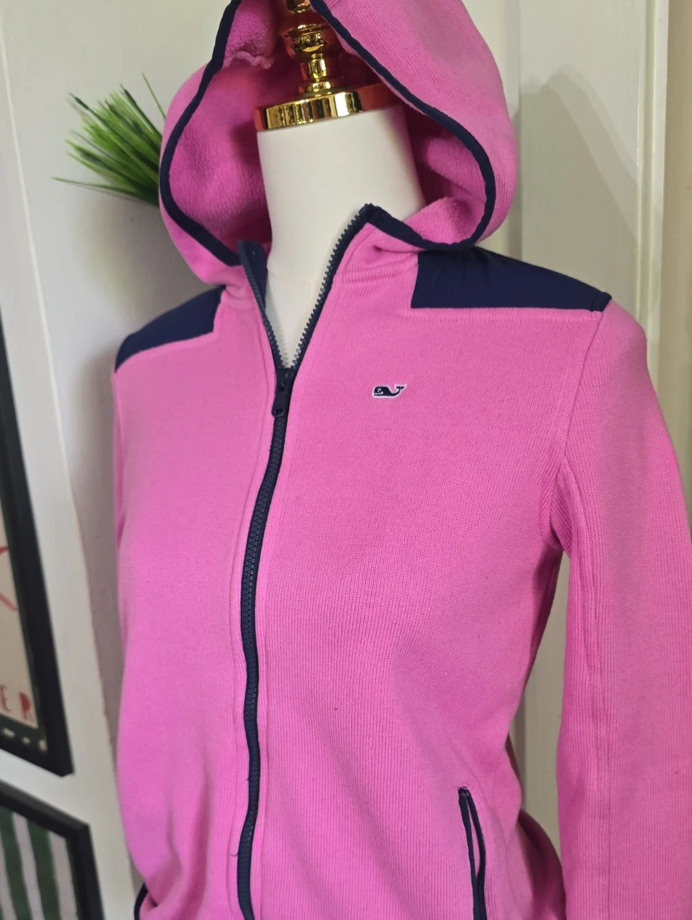 Vineyard Vines Girls Pink Fleece Zip-Up Jacket Hoodie